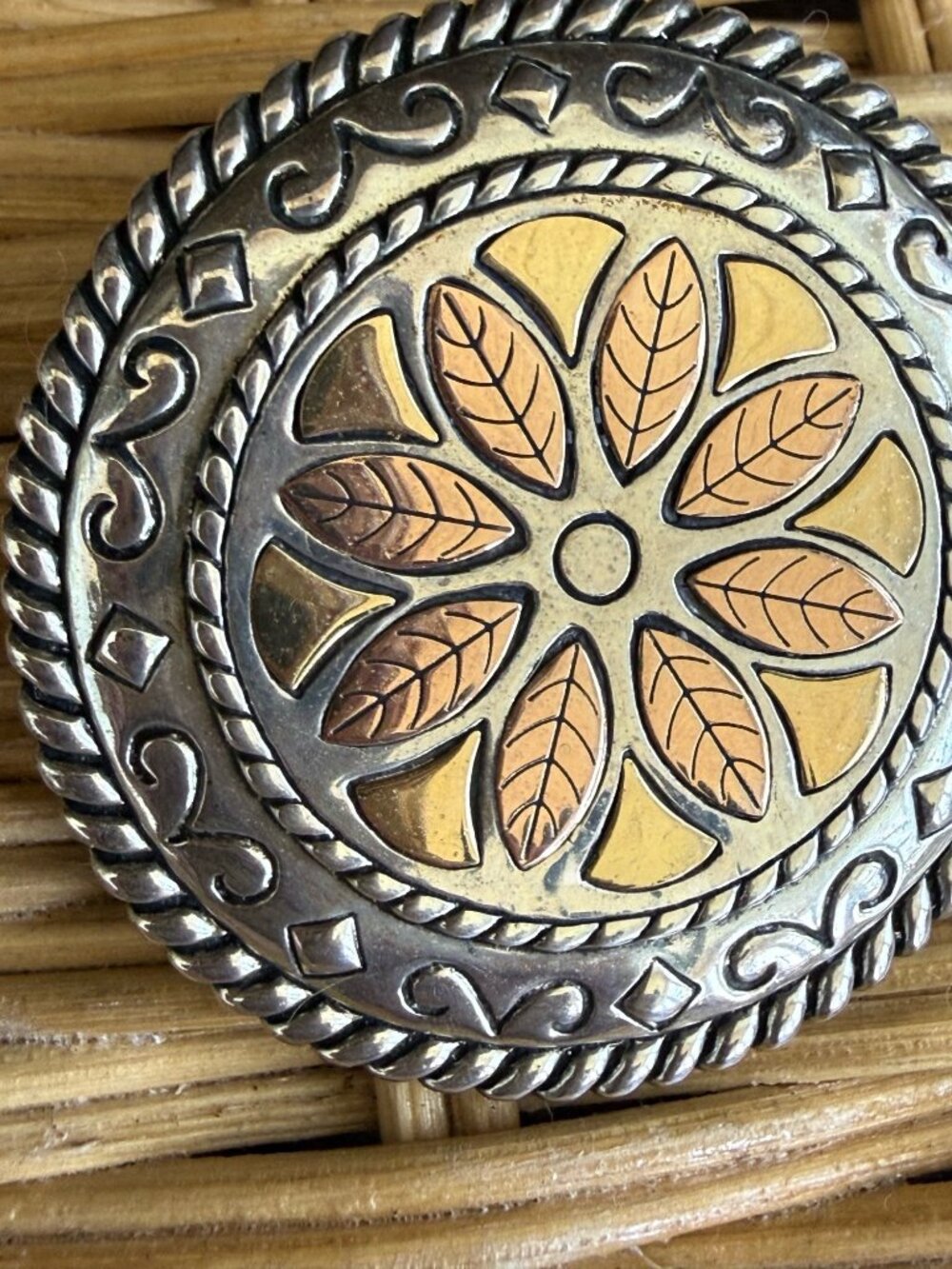 Vintage 90's Carolyn Pollack Relios Southwestern Medallion Pendant 14K Sterling - Picture 6 of 12